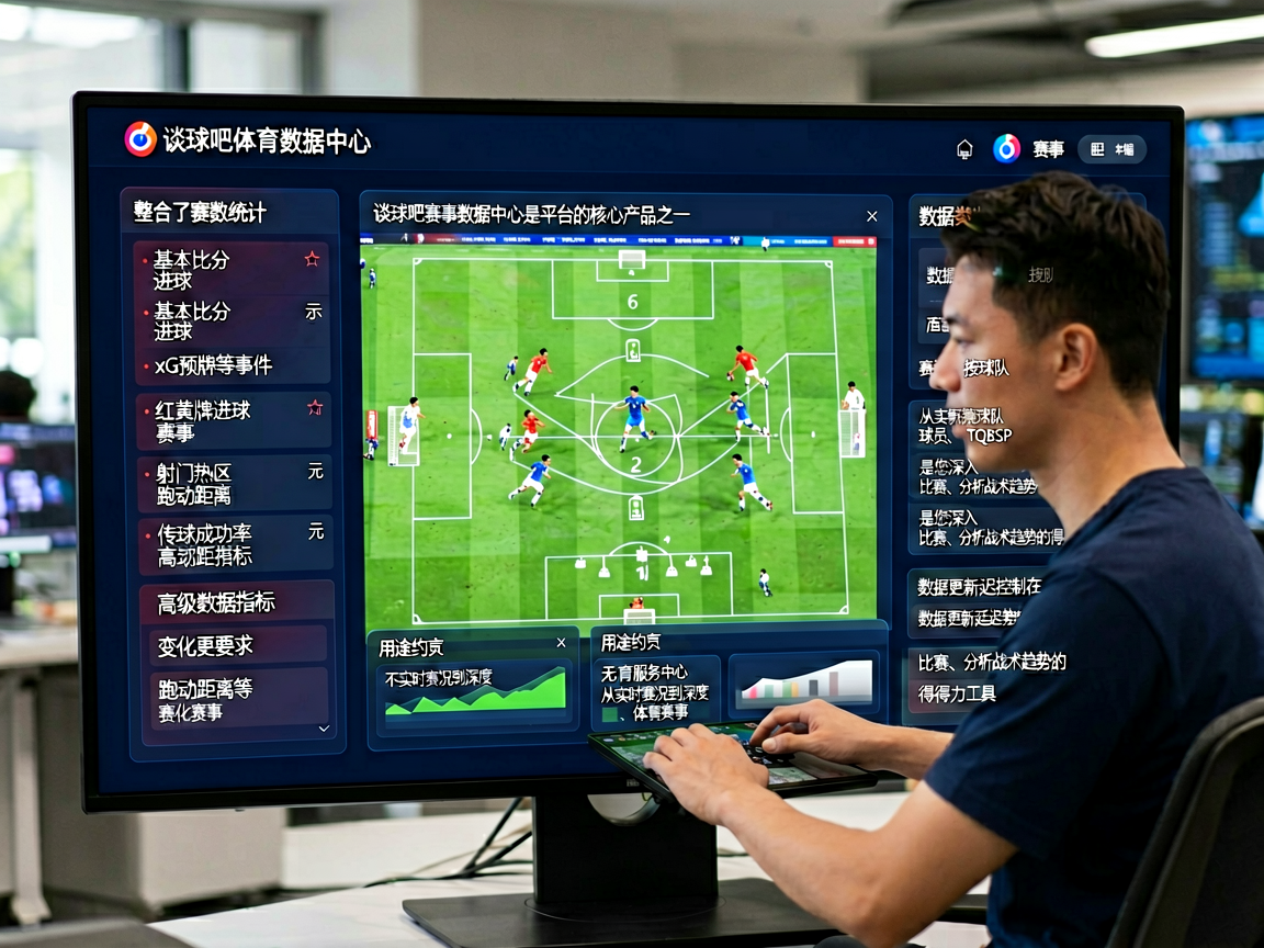 谈球吧体育数据中心仪表盘，展示实时比赛数据统计